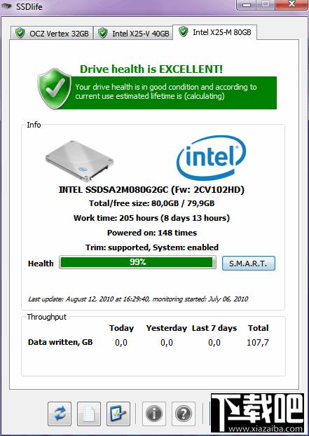SSD Life,SSD Life下载,SSD健康检测,固态硬盘健康检测